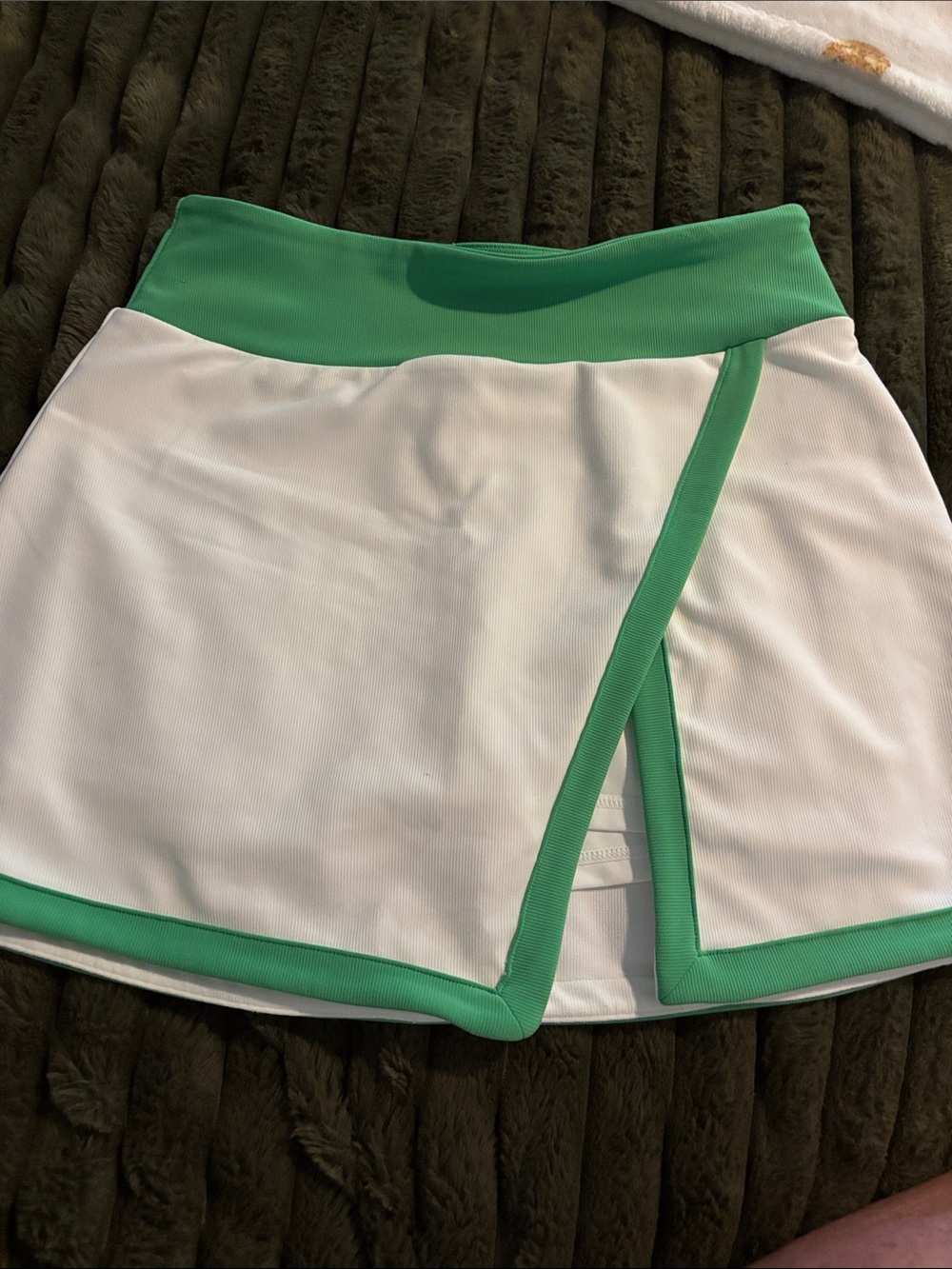 White Tennis Skort with Green Trim